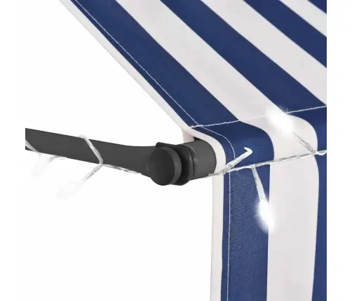Izvelkama Markīze Ar Led, Manuāla, 250 Cm, Zila Ar Baltu Vidaxl