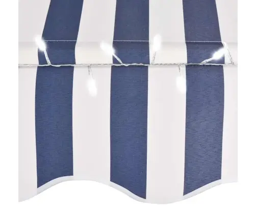 Izvelkama Markīze Ar Led, Manuāla, 250 Cm, Zila Ar Baltu Vidaxl