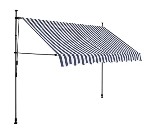 Izvelkama Markīze Ar Led, Manuāla, 300 Cm, Zila Ar Balta Vidaxl