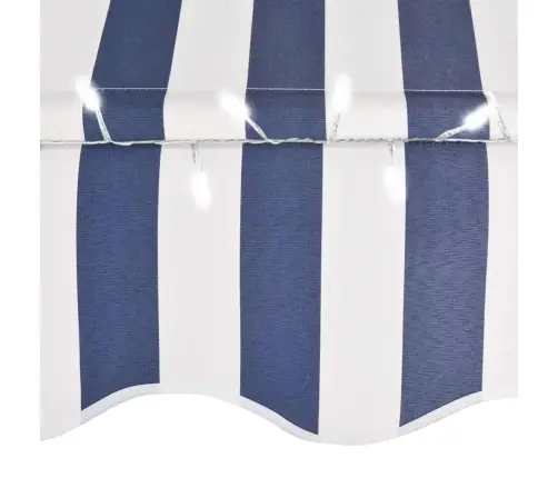 Izvelkama Markīze Ar Led, Manuāla, 300 Cm, Zila Ar Balta Vidaxl