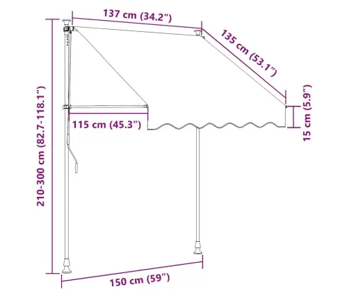 Rankinė Ištraukiama Markizė Su Led, Geltona Ir Mėlyna, 150Cm