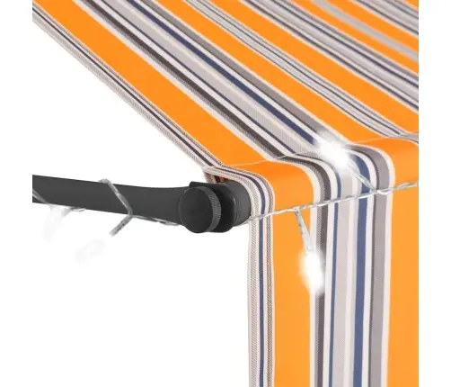 Izvelkama Markīze Ar Led, Manuāla, 350 Cm, Dzeltena Un Zila Vidaxl