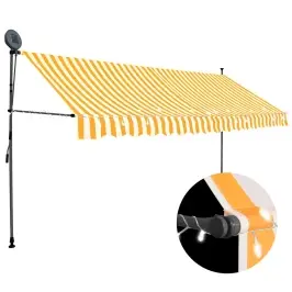 Izvelkama Markīze Ar Led, Manuāla, 350 Cm, Balta Un Oranža Vidaxl