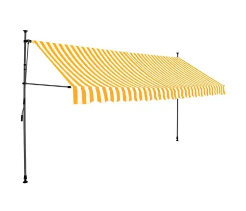 Izvelkama Markīze Ar Led, Manuāla, 350 Cm, Balta Un Oranža Vidaxl