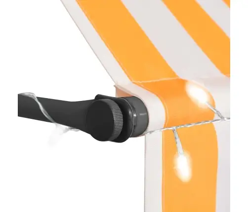 Izvelkama Markīze Ar Led, Manuāla, 350 Cm, Balta Un Oranža Vidaxl
