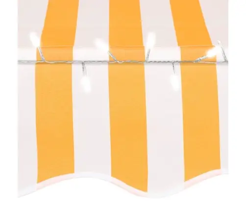 Izvelkama Markīze Ar Led, Manuāla, 350 Cm, Balta Un Oranža Vidaxl