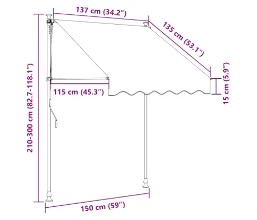 Rankiniu Būdu Ištraukiama Markizė Su Led, Antracito, 150Cm