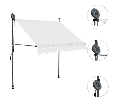 Rankiniu Būdu Ištraukiama Markizė Su Led, Kreminė, 100Cm