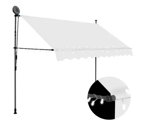 Izvelkama Markīze Ar Led, Manuāla, 250 Cm, Krēmkrāsas Vidaxl