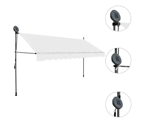 Izvelkama Markīze Ar Led, Manuāla, 400 Cm, Krēmkrāsas Vidaxl