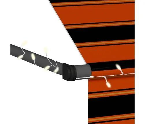 Izvelkama Markīze Ar Led, Manuāla, 150 Cm, Oranža Un Brūna Vidaxl