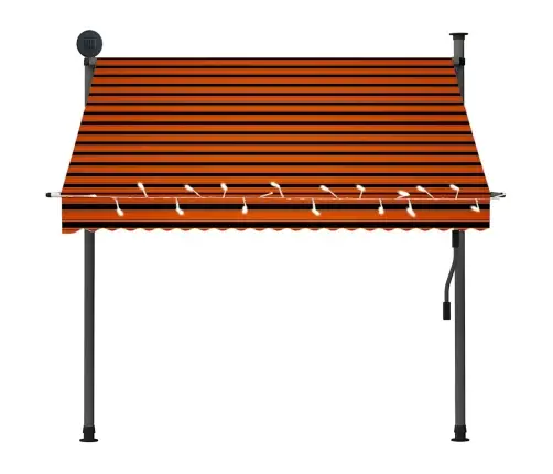 Izvelkama Markīze, Ar Led, Manuāla, 200 Cm, Oranža Un Brūna Vidaxl
