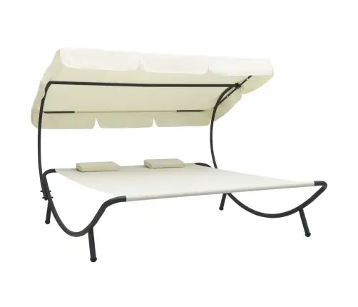 Āra Atpūtas Gulta Ar Jumtu Un Spilveniem, Krēmbalta Vidaxl