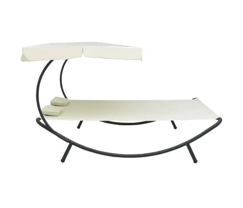 Āra Atpūtas Gulta Ar Jumtu Un Spilveniem, Krēmbalta Vidaxl