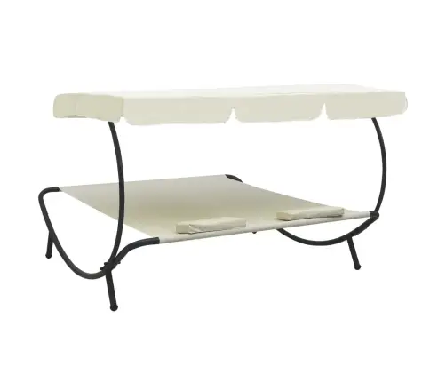 Āra Atpūtas Gulta Ar Jumtu Un Spilveniem, Krēmbalta Vidaxl