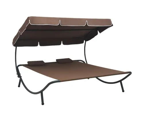 Āra Atpūtas Gulta Ar Jumtu Un Spilveniem, Brūna Vidaxl