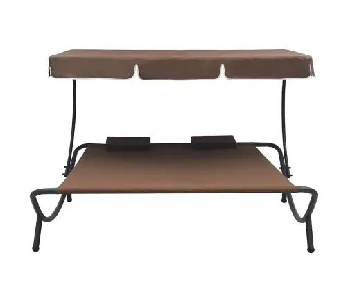 Āra Atpūtas Gulta Ar Jumtu Un Spilveniem, Brūna Vidaxl