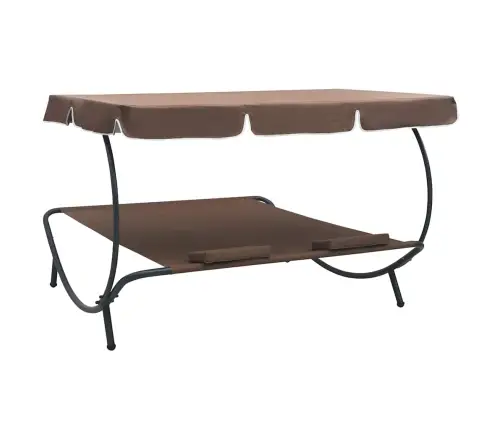 Āra Atpūtas Gulta Ar Jumtu Un Spilveniem, Brūna Vidaxl