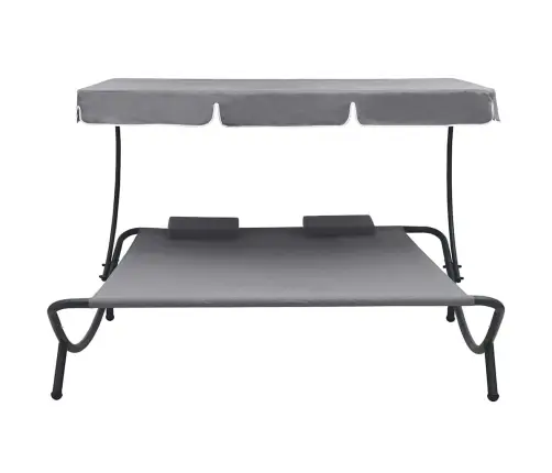 Dārza Atpūtas Gulta Ar Jumtu Un Spilveniem, Pelēka Vidaxl