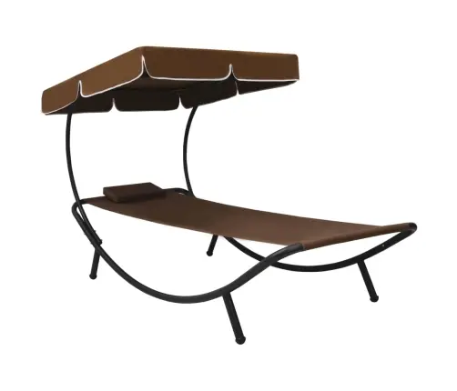 Dārza Atpūtas Gulta Ar Jumtu Un Spilvenu, Brūna Vidaxl
