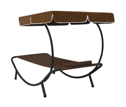 Dārza Atpūtas Gulta Ar Jumtu Un Spilvenu, Brūna Vidaxl