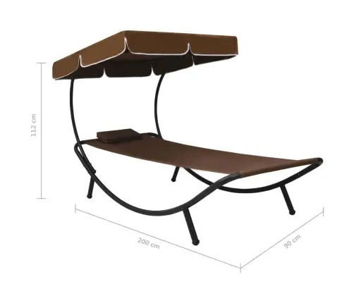 Dārza Atpūtas Gulta Ar Jumtu Un Spilvenu, Brūna Vidaxl