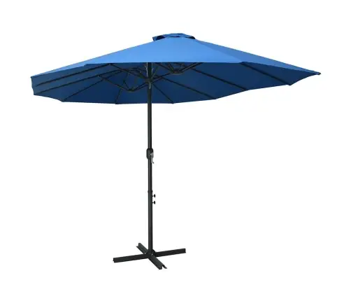 Lauko Skėtis Nuo Saulės Su Aliuminio Stulpu, Mėlynas, 460X270Cm