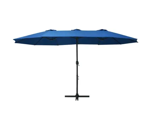 Lauko Skėtis Nuo Saulės Su Aliuminio Stulpu, Mėlynas, 460X270Cm