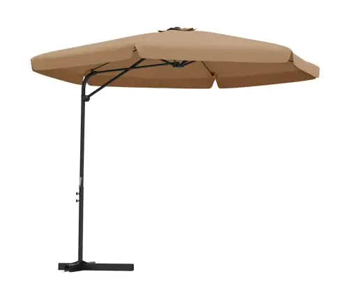 Dārza Saulessargs Ar Tērauda Kātu, 300 Cm, Pelēkbrūns Vidaxl