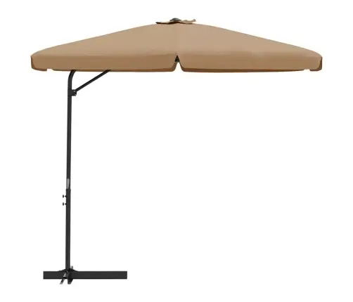 Dārza Saulessargs Ar Tērauda Kātu, 300 Cm, Pelēkbrūns Vidaxl