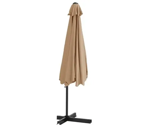 Dārza Saulessargs Ar Tērauda Kātu, 300 Cm, Pelēkbrūns Vidaxl