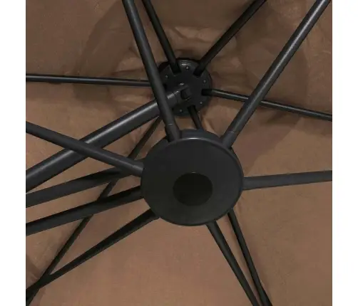 Dārza Saulessargs Ar Tērauda Kātu, 300 Cm, Pelēkbrūns Vidaxl