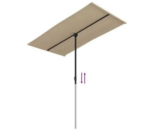 Dārza Saulessargs Ar Alumīnija Kātu, 180X110 Cm, Pelēkbrūns Vidaxl