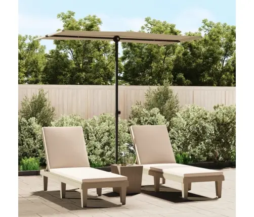 Dārza Saulessargs Ar Alumīnija Kātu, 180X110 Cm, Pelēkbrūns Vidaxl