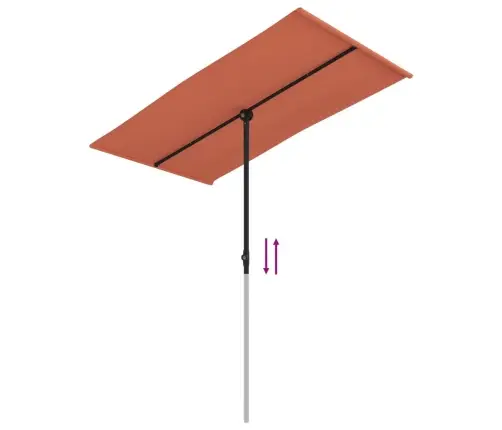 Sodo Skėtis Nuo Saulės Su Aliuminio Stulpu, Terakota, 180X110Cm