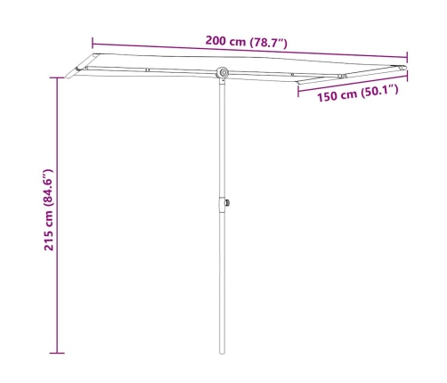 Sodo Skėtis Nuo Saulės Su Aliuminio Stulpu, Antracito, 2X1,5M