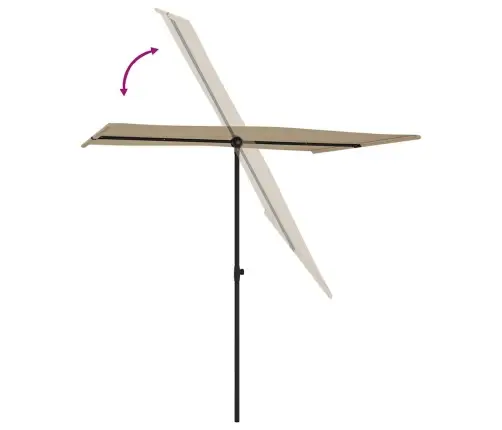 Sodo Skėtis Nuo Saulės Su Aliuminio Stulpu, Taupe, 2X1,5M