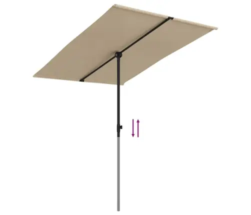 Sodo Skėtis Nuo Saulės Su Aliuminio Stulpu, Taupe, 2X1,5M