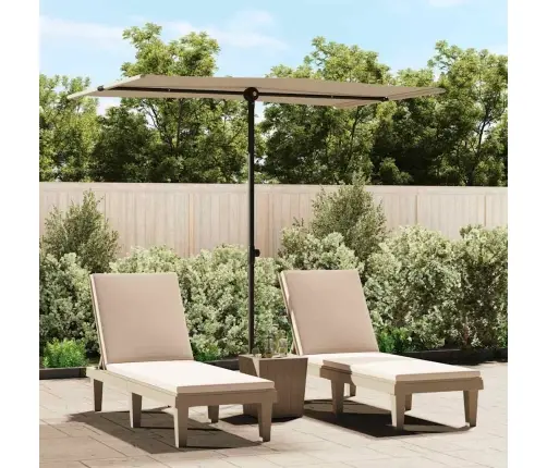 Sodo Skėtis Nuo Saulės Su Aliuminio Stulpu, Taupe, 2X1,5M