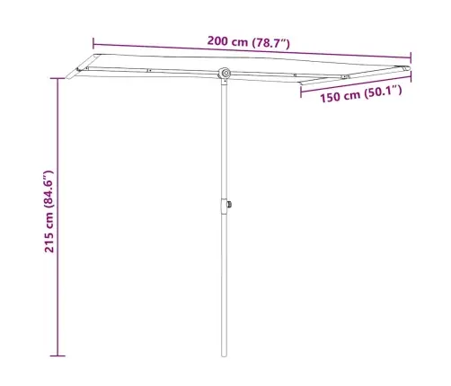 Aia Päikesevari Alumiiniumpostiga, 2 X 1,5 M, Terrakota