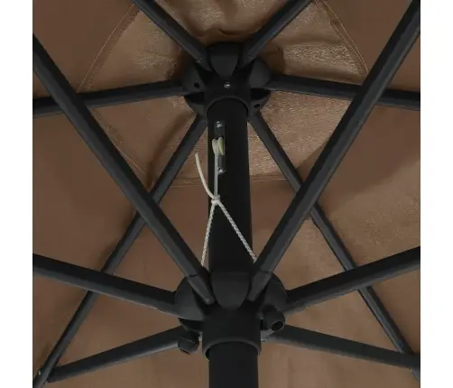 Dārza Saulessargs Ar Alumīnija Kātu, 270X246 Cm, Pelēkbrūns Vidaxl