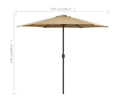 Dārza Saulessargs Ar Alumīnija Kātu, 270X246 Cm, Pelēkbrūns Vidaxl