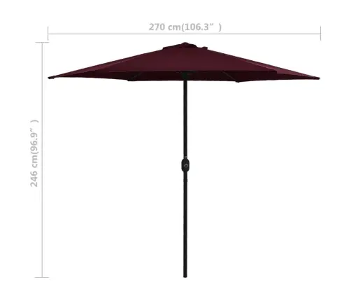 Dārza Saulessargs Ar Alumīnija Kātu, 270X246 Cm, Vīnsarkans Vidaxl