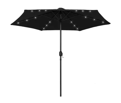 Sodo Skėtis Su Led Ir Aliuminio Stulpu, Juodas, 270Cm