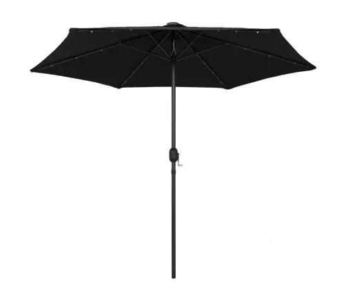 Sodo Skėtis Su Led Ir Aliuminio Stulpu, Juodas, 270Cm