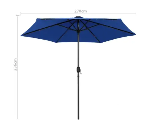 Saulessargs Ar Led Gaismiņām Un Alumīnija Kātu, 270 Cm, Zils Vidaxl