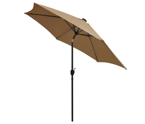 Saulessargs Ar Led Un Alumīnija Kātu, 300 Cm, Pelēkbrūns Vidaxl