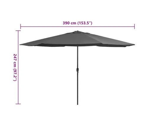 Aia Päikesevari Metallpostiga 390 cm Antratsiithall