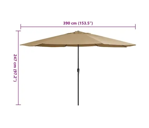 Aia Päikesevari Metallpostiga 390 cm Pruunikashall
