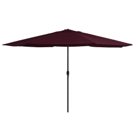 Dārza Saulessargs Ar Metāla Kātu, 390 Cm, Vīnsarkans Vidaxl